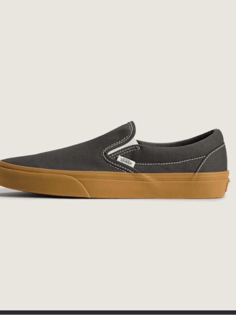 Vans Slip-On Women’s Shoe — Charcoal Canvas with Gum Sole